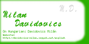 milan davidovics business card